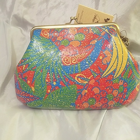 Savena framed clutch p24101 veg tan NWT - Picture 3 of 4